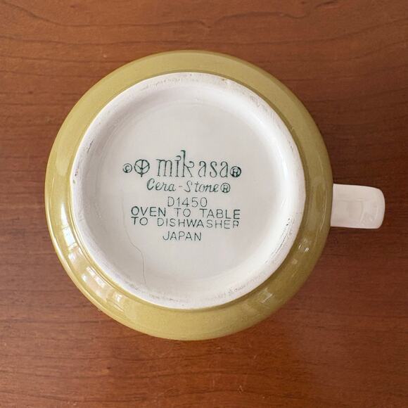 VTG Mikasa Tampa Cream & Sugar Set | Olive Green | D1450 Japan Cera-Stone | EUC - Picture 11 of 14